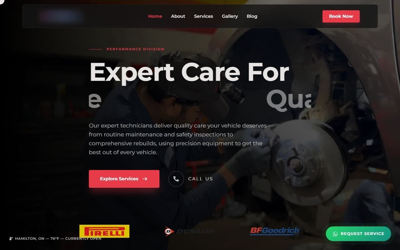 Tire & Auto website we built
