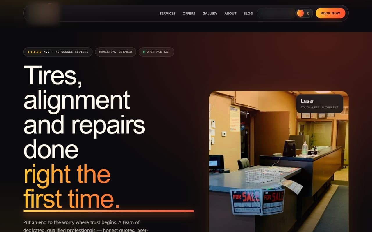Tires & Alignment website we built